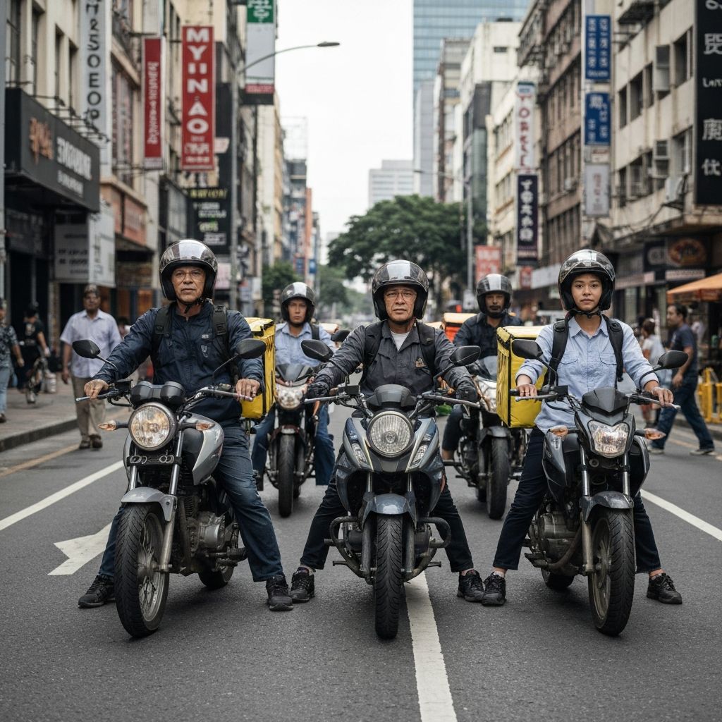 Express delivery riders ready for dispatch